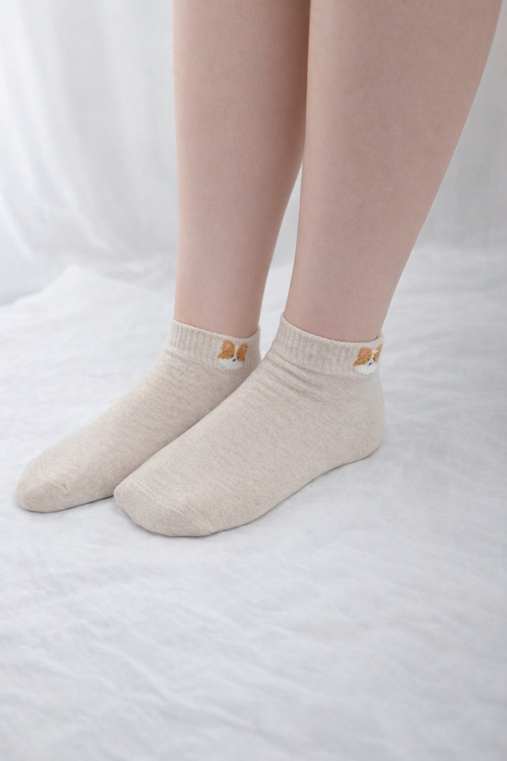 Embroidered Character Ankle Socks - 3 Pair Set -  Simple daily start