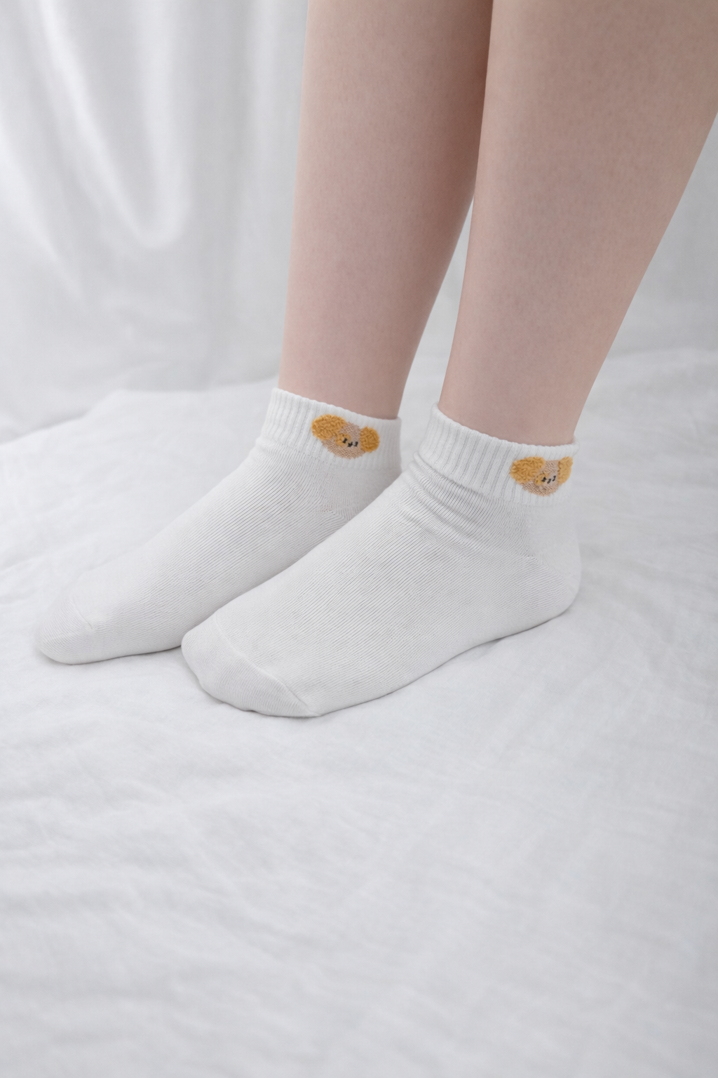 Embroidered Character Ankle Socks - 3 Pair Set -  Simple daily start